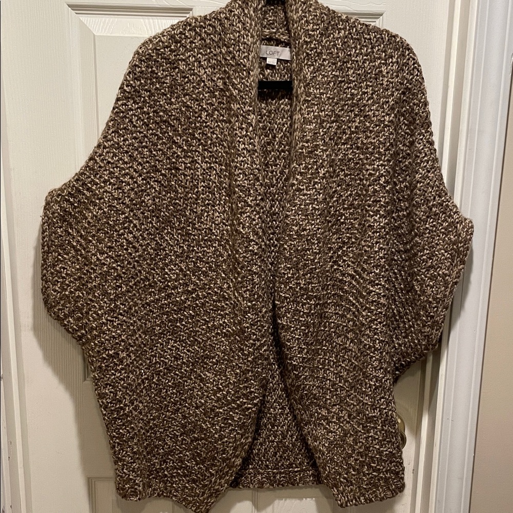 Loft cocoon shawl chunky knit wool blend cardigan
